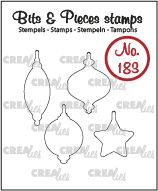 CLBP183 crealies clearstamp bits pieces 4x christmas ornaments outline
