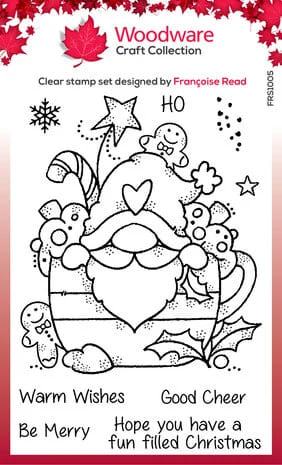 FRS1005 woodware gnome christmas cup clear stamps