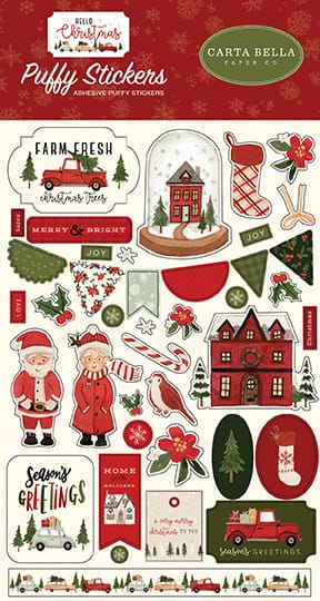 carta bella hello christmas puffy stickers cbhc124