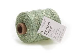 1050.5002.Col .60 vivant cord cotton lurex twist olive green gold 50 mt 2mm