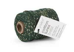 1050.5002.Col .67 vivant cord cotton lurex twist dark green gold 50 mt 2mm