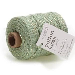 1050.5002.Col .60 vivant cord cotton lurex twist olive green gold 50 mt 2mm