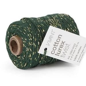 1050.5002.Col .67 vivant cord cotton lurex twist dark green gold 50 mt 2mm