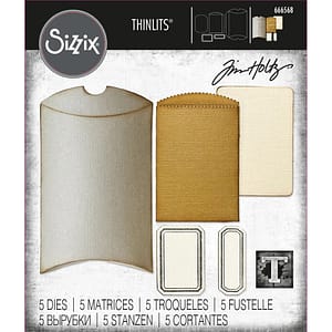 666568 sizzix thinlits die by tim holtz vault collection pillow box and bag