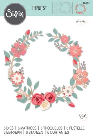 663862 sizzix thinlits die by olivia rose wedding wreath