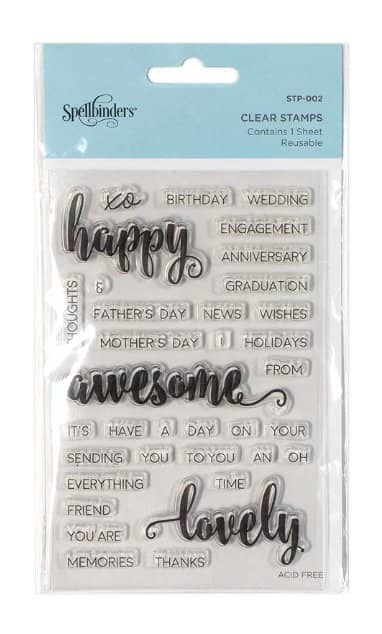 STP 002 spellbinders happy sentiments clear stamps