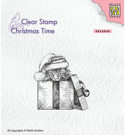 CT033 nellies choice stamp christmas surprise cat