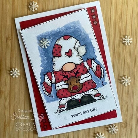 FRS1004 woodware cozy gnome jumper clear stamps 3