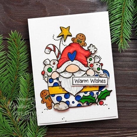 FRS1005 woodware gnome christmas cup clear stamps 3