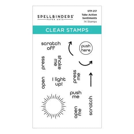 STP 217 spellbinders take action sentiments clear stamp