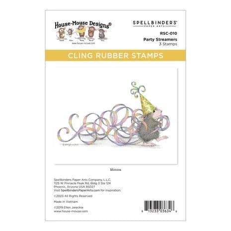 RSC 010 spellbinders party streamers cling rubber stamp