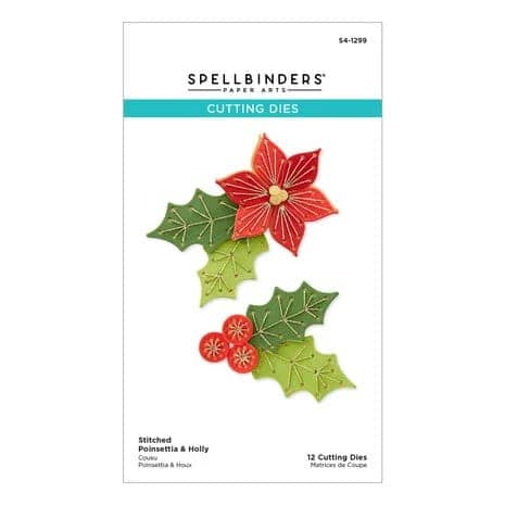 S4 1299 spellbinders stitched poinsettia holly etched dies