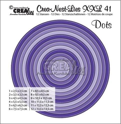 CLNestXXL41 crealies crea nest dies xxl no 41 circles with dots max 13 5cm