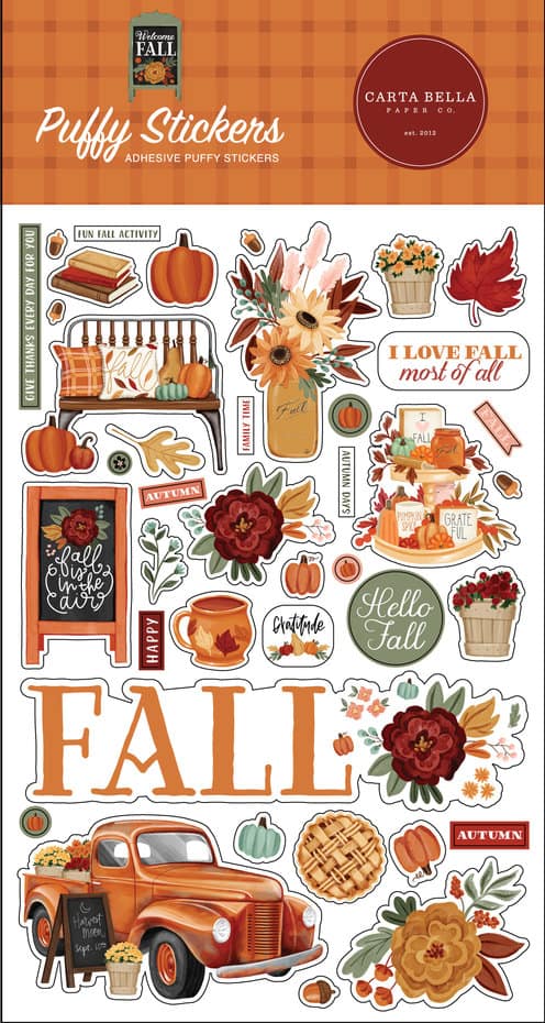 CBWF154066 carta bella welcome fall puffy stickers