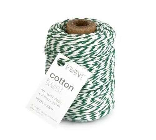1050.5002.Col .69 vivant cord cotton twist dark green white 50 mt 2mm