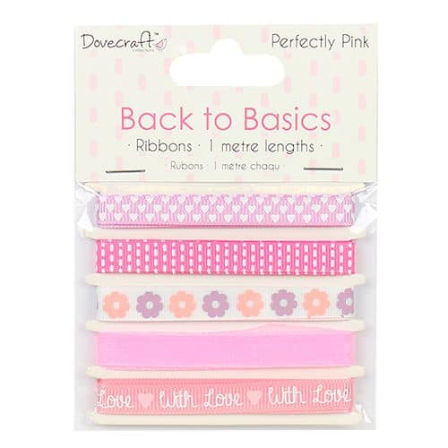 dovecraft back to basics perfectly pink ribbons 1m