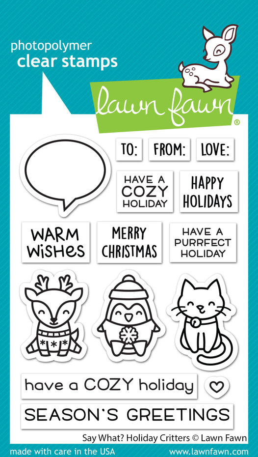 LF2690 lawn fawn say what holiday critters clear stamps