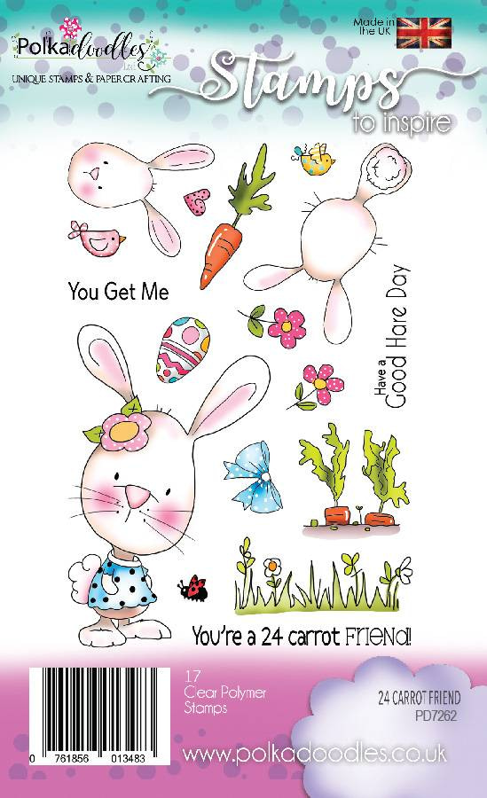 PD7262 polkadoodles 24 carrot friend clear stamps