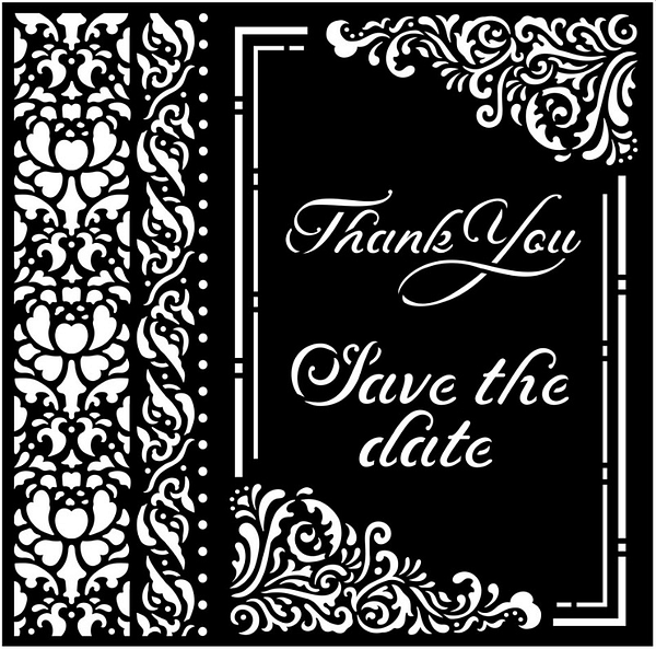 KSTDQ67 stamperia thick stencil 18x18cm you and me thank you