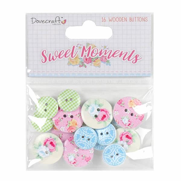 dovecraft sweet moments wooden buttons 16pcs dcbtn