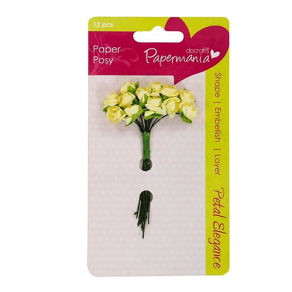 papermania petal posy lemon rose 12pcs pma 3683001