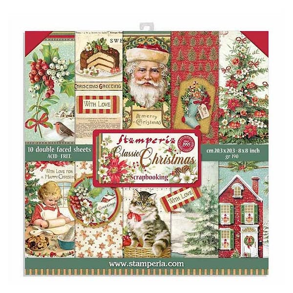 stamperia classic christmas 8x8 inch paper pack sb