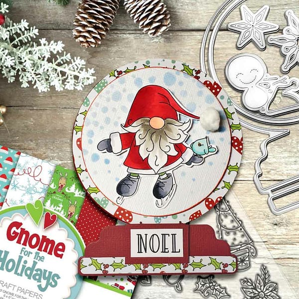 PD8179 polkadoodles gnome let it snow clear stamps 3