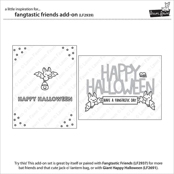 LF2939 lawn fawn fangtastic friends add on clear stamps 3