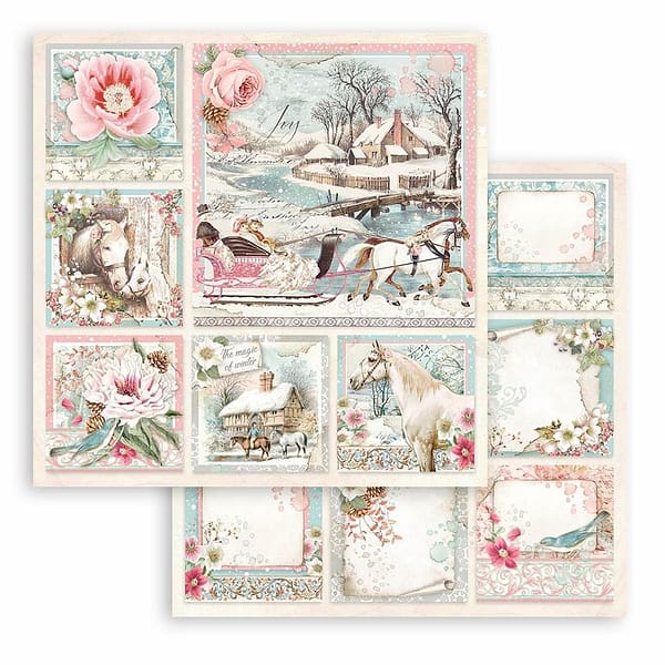 SBBXS25 stamperia sweet winter 6x6 inch paper pack 5