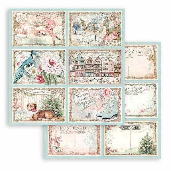 SBBXS25 stamperia sweet winter 6x6 inch paper pack 7