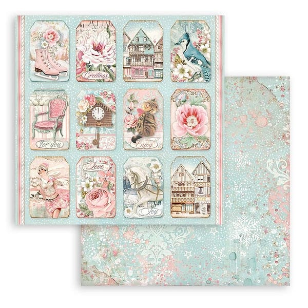 SBBXS25 stamperia sweet winter 6x6 inch paper pack 9