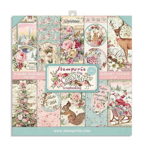 stamperia pink christmas 8x8 inch paper pack sbbs1