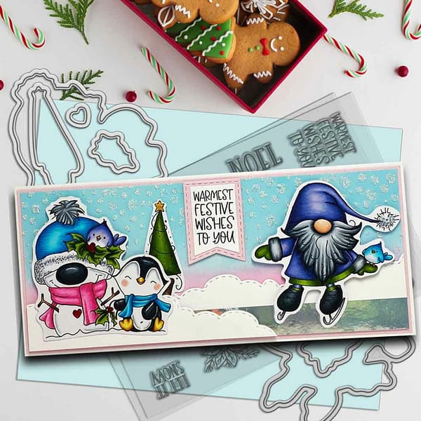 PD8179 polkadoodles gnome let it snow clear stamps 2