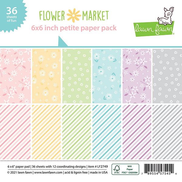 LF2749 lawn fawn flower market 6x6 inch petite paper pack