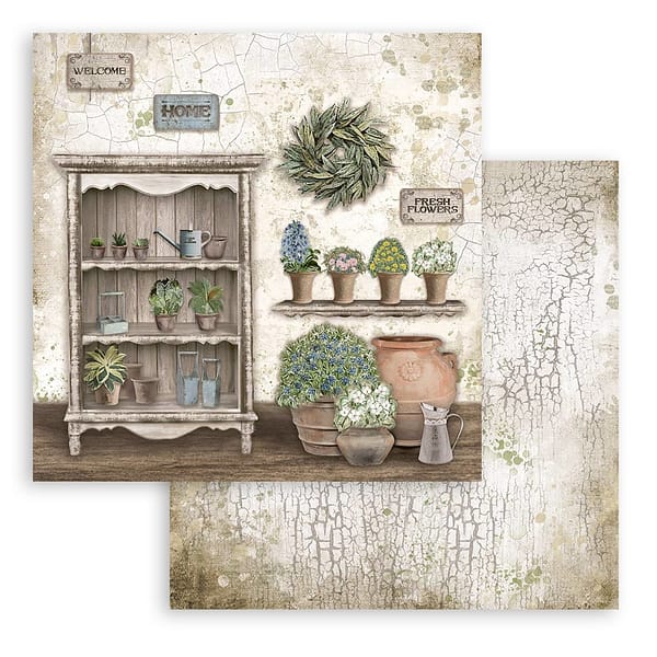 SBBS54 stamperia romantic garden house 8x8 inch paper pack 7
