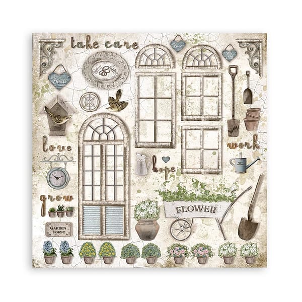 SBBS54 stamperia romantic garden house 8x8 inch paper pack 9