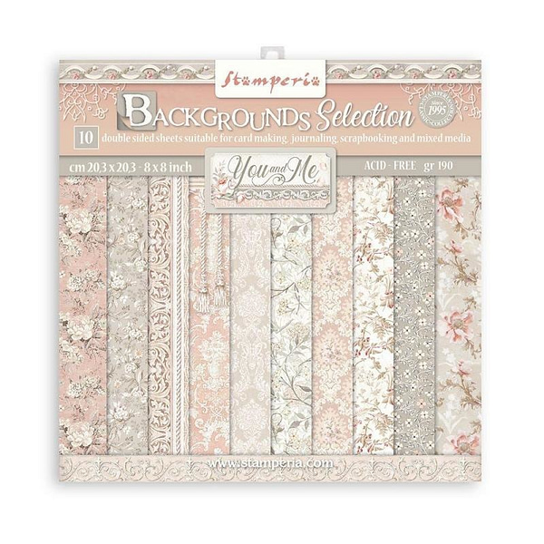SBBS62 stamperia backgrounds selection you and me 8x8 inch