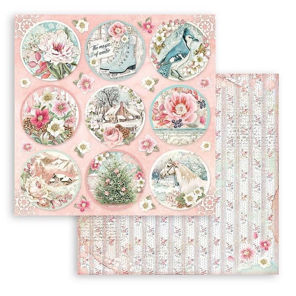 SBBXS25 stamperia sweet winter 6x6 inch paper pack 8