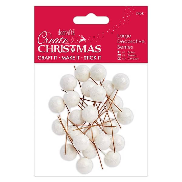 PMA 356932 papermania create christmas large decorative berries frosted white