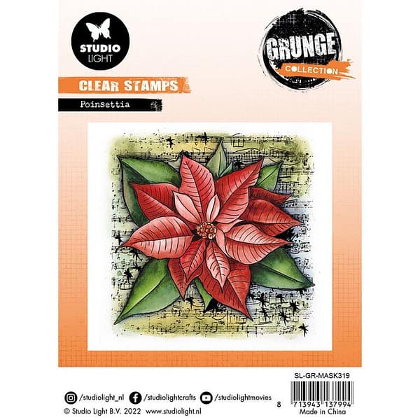 SL GR STAMP319 studio light grunge collection poinsettia clear stamp 2