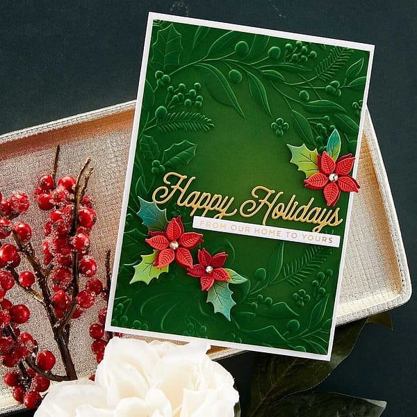 E3D 041 spellbinders holiday floral swag 3d embossing folder 3