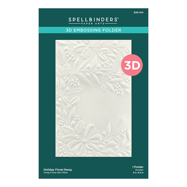E3D 041 spellbinders holiday floral swag 3d embossing folder