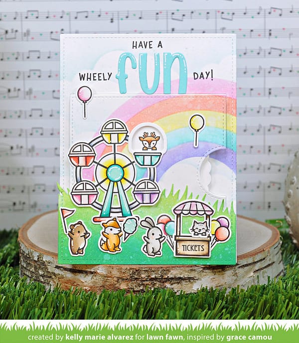 LF3071 lawn fawn wheely great day clear stamps 3