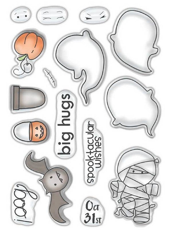 PD7459 polkadoodles spooktacular clear stamps